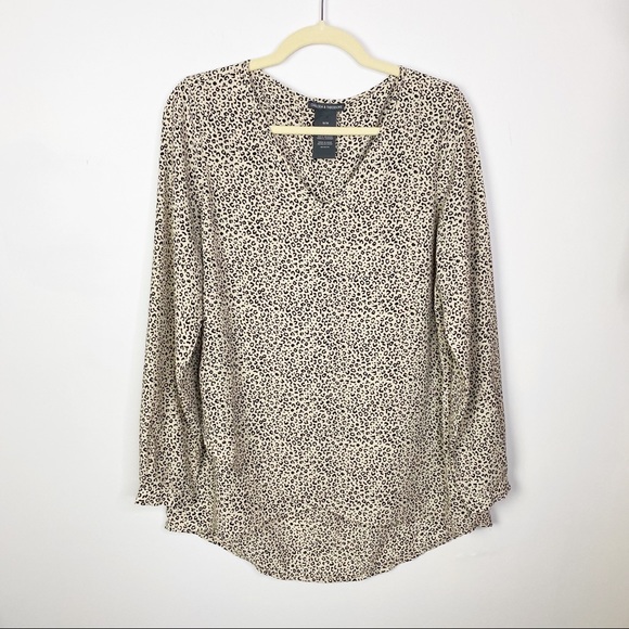 Chelsea & Theodore Animal Print Blouse Tan Medium